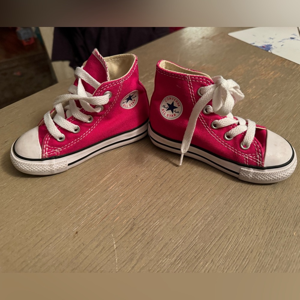 Converse hot pink high tops infant size 6